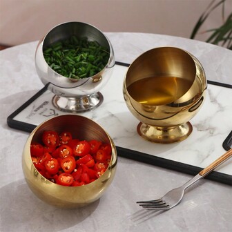 1 st snedställd skål i rostfritt stål, buffé/hotpot restaurang sås/snacks/sallad/askfat med bas, skolmaterial