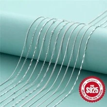 1pc 925 Sterling Silver Simple Chain Necklace, A Fashionable Jewelry Gift For Girls.