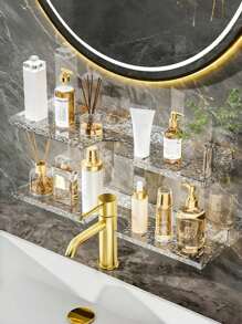 1pc Punch-Free Wall-Mounted Bathroom Storage Rack, Shower Storage Shelf,Faucet Storage Rack,Bathroom Cosmetics And Toiletries Storage Rack, Clear Wall Mounted Organizer For Bathroom Storage And No Drill Wall Mount Adhesive Shelf,Washbasin Storage Rack, Bathroom Storage Rack, Bathroom And Kitchen Storage Supplies,Traceless Adhesive Hook, Adhesive Patch Home Bathroom Decor Bathroom Organizer Summer Back To School