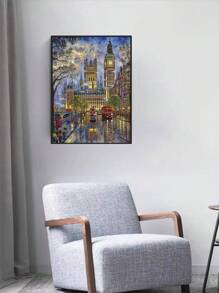 1pc DIY Diamond Painting, Full Drill Diamond Art Street Scenery Home Decor, 11.8*15.7in - Multicolor - View 2