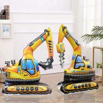 1pc Oversized Excavator/Drilling Machine Shaped Aluminum Foil Balloon, Truck Theme Birthday Party Decoration, Holiday Decoration, Celebration Decor, Classroom Decoration, Home Decor, Party Supplies