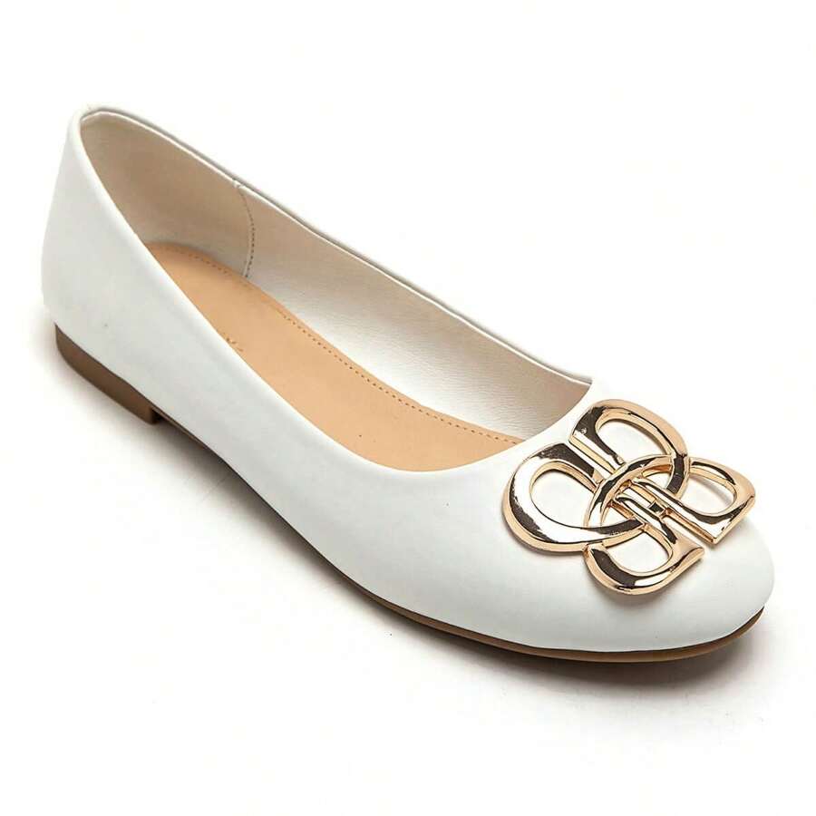 Ballerinas With Decorations And Shiny Finish - White - View 1
