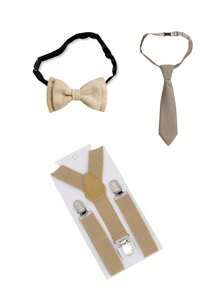 Luobobeibei 3pcs/Set Kids Casual Retro Style Suspenders And Bow Tie And Necktie Set, Comfortable & High-Elasticity, Suitable For Back To School, Hoilday Gift, Daily Wear And Party Outfit