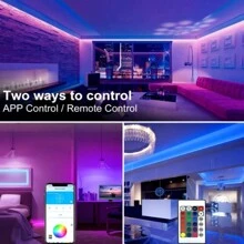 RGB Smart IC LED Strip Lights,50ft  LED Lights For Bedroom, Bluetooth APP Control, DIY Multiple Colors On One Line, Color Changing LED Strip Lighting Music Sync, USB Powered - RGB-IC - 查看 5