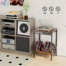 Electric Turntable Stand With Vinyl Storage Rack, 3-Layer Coffee Table Vinyl Record Display Turntable Stand, Used As A Vinyl Record Organizer For Books And Magazines, Can Hold Up To 100 LP Albums - Black - View 8