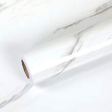 1Roll Modern White Marble Textured Self Adhesive Wallpaper, Removable Peel And Stick Wall Sticker, Heat Resisting Kitchen Wall Protection Contact Paper, Waterproof, Oil-Proof, Size 15.74/23.62/31.5in Wide, Suitable For Kitchen Dining Room Living Room Bathroom Wall Decor And Protection, Table Cabinet Countertop Furniture Renovation Refurbishment, Easy To Cut&Install