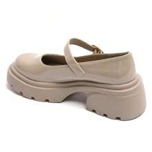 Chaussures plates pour femmes avec sangle à boucle, semelle épaisse