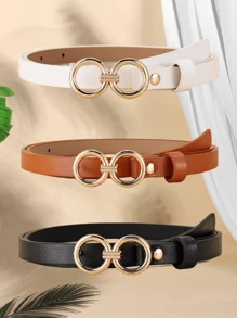 3pcs/Set Elegant Bowknot Casual Bohemian Retro PU Leather Belt Summer, School Fall, Autumn, Halloween