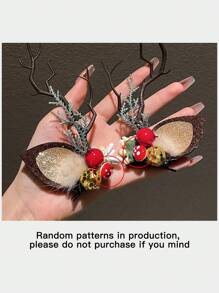 2pcs Women Christmas Santa Claus & Flower Adorable Hair Clips, Glamorous And Fashionable For Holiday Wear, Hair Accessories - Multicolor - View 6