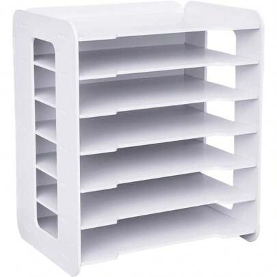SENDERPICK Weiß A4 Schreibtisch zer Dokumentenablage, 7 Stöckiges Dokument Papier Briefablage, Dokumentenablage, Dokumentenhalter Schreibtisch zer, für Home Office Schule