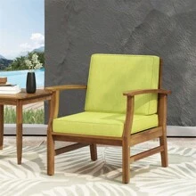28.25" Arm Chair, Modern Club Chair With Water-Resistant Fabric Upholstered, Backrest, Adjustable Footrest, Wooden Frame, Lounge Chair For Backyard, Patio, Garden