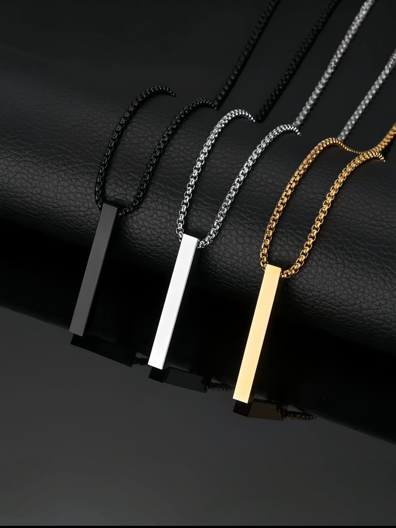 1pc Fashion Long Pillar Shaped Pendant Necklace - Simple And Stylish Sleek Surface Design - Fashionable For Unisex Holiday Gift