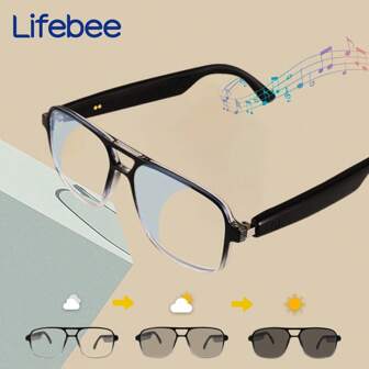 LIFEBEE LIFEBEE Lunettes intelligentes multifonctions sans fil, lunettes intelligentes sans fil changeant de couleur avec haut-parleur sans fil, appel sans fil, microphone intégré, assistant vocal, protection anti-rayons bleus pour le sport/extérieur idéal pour la musique, le bureau - cadeau idéal pour les hommes et les femmes
