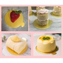 50/100 件金色蛋糕圆形 DIY 厚蛋糕板 坚固的圆形蛋糕甜点板 底盘 婚礼蛋糕道具 扇贝蛋糕圆形纸垫蛋糕 圆形蛋糕板 派对慕斯