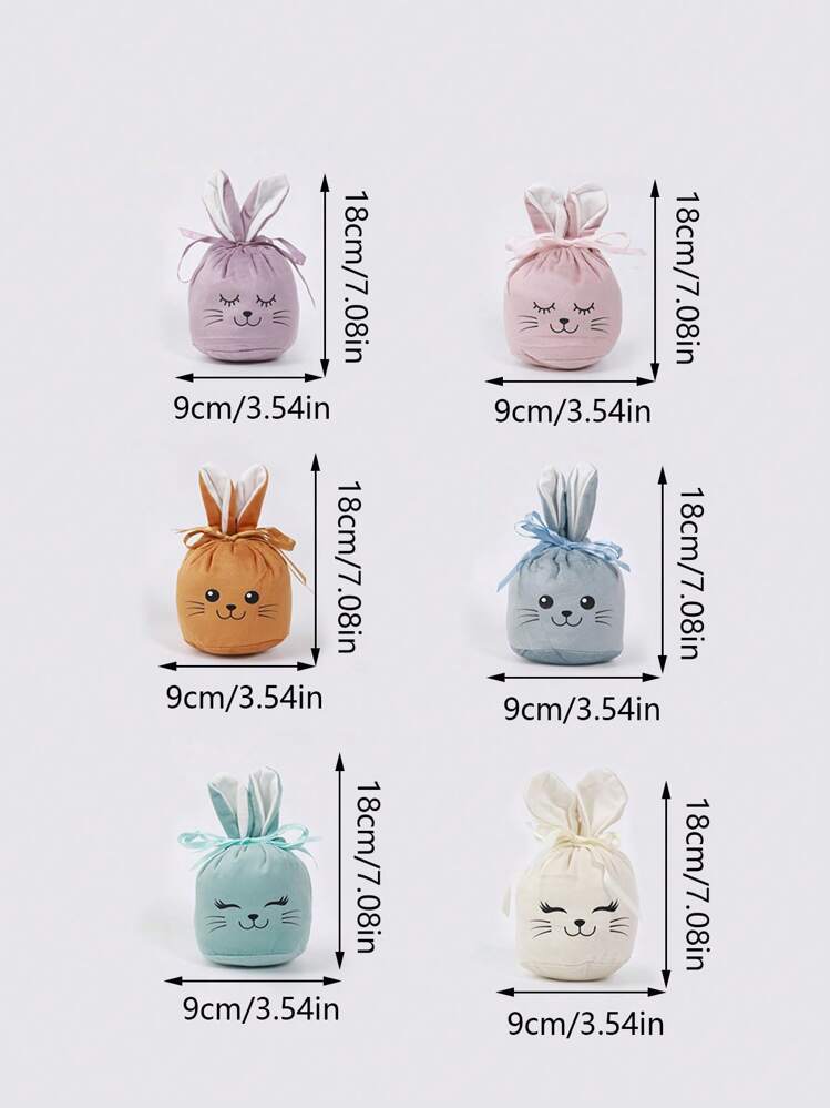 6 件复活节粗麻布兔子礼品袋，适用于婚礼派对礼品袋、礼品袋、小礼品袋、珠宝手表收纳袋、平安夜礼品袋、婚礼装饰、家居装饰、房间装饰派对礼品新娘 - 彩色 - 查看 3