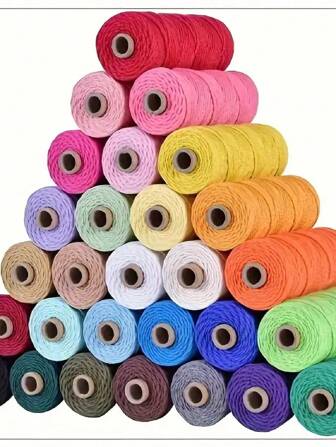 1pc Boho Style DIY Rope - 3mm Thick, 393.7 Inches/787.4/1800 Inches Length, Suitable For Halloween, Christmas And New Year Decoration | Durable Handmade Woven Rope, Available In White, Red, Black