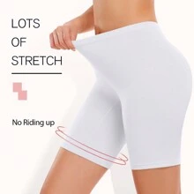 1 quần đùi thể thao yoga cạp cao thoải mái cho nữ, quần lót thun mịn co giãn cao, quần đùi tập thể dục - trắng - Xem 7