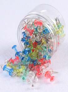 100pcs/Box Colorful Tacks For Cork Board With Transparent Head, Suitable For Painting Back To School,Back To School,School Supplies
