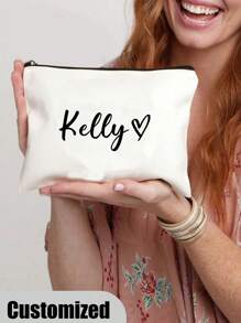 1pc Custom Name Makeup Bag For Girls Couple Gift, Women's Travel Toiletry Storage Pouch, Cosmetic Perfume Kit Organizer Bags,All-Purpose,Large Capacity,Versatile,Multifunction,Colorful,Cute,Adorable,Contracted,Funny,Kawaii,Y2K,Minimalist,Commuting,Business Casual,Basics,Custom,Personalized,Unique,Customized,Ideal Gifts For Him,Ideal Gifts For Her,Her,Family,Friends,Girlfriend,For Anniversaries,For Birthdays,For Holiday/ Vacation,For Outdoors/Outings/Travel/Hiking/Stadium/Sports/Climbing,For Business/Commute/Work/Office,Vacation - Beige - View 6