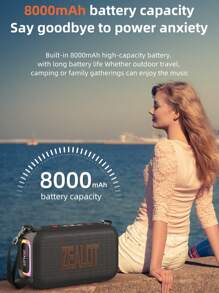 ZEALOT S85 50W Outdoor Portable Wireless Speaker, 8000mAh Battery, With RGB Color Lights, Can Play For Up To 8 Hours, Compatible With SD Card/USB/AUX, Dual Pairing Function Doubles Sound, Supports Mobile Phone/Tablet/TV/Computer, Professional Subwoofer Speaker, Suitable For Home Theater/Outdoor Parties/Gatherings - 黑色 - 查看 6