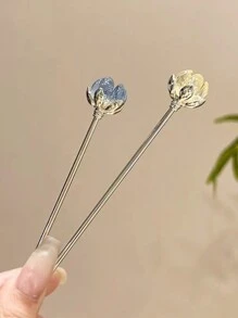 1件卡通撞色花卉、星空、几何渐变、佩斯利、条纹、植物、宫廷风闪亮莲花优雅波西米亚复古锌合金新款中国风古莲花发夹配饰，适用于汉服、旗袍、四季发髻发夹、发髻器、发髻发饰、发型设计发夹、学习用品、花朵、度假装扮、发饰、头部配饰 - 彩色 - 查看 2