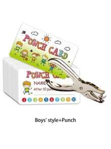 Set de 50 tarjetas de motivación con perforador, tarjetas de recompensa por disciplina y comportamiento, adecuadas para el aula, estudiantes, hogar, con diversos diseños de tarjetas de ánimo lindas
