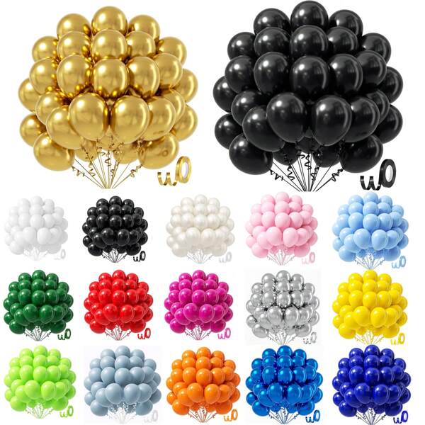 5 Zoll, 10 Zoll, 12 Zoll, 18 Zoll, Schwarze, Weiße, Gelbe, Lila, Gold, Silber, Grüne, Bunte Latexballons mit Schleife, Hochzeitsdekoration, Geburtstagsdekorationen, Jubiläumsdekorationen, Abschlussdekorationen, Feiertagsdekorationen, Feierdekorationen, Innen- und Außendekorationen, Partydekorationszubehör