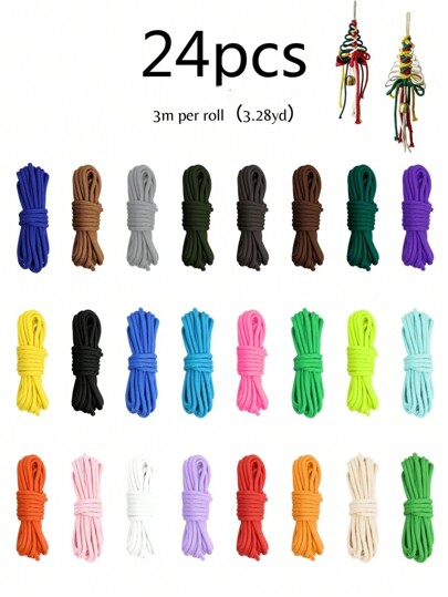 24pcs 7-Strand Paracord For DIY Crafting, Suitable For Christmas Tree Weaving, Keychain Weaving, Bracelet Weaving, Clothesline