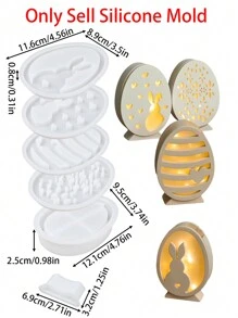 Moldes de silicona en forma de huevos huecos de Pascua para manualidades, moldes de silueta de conejo para decoración del hogar con resina epoxi y yeso, regalos festivos - moho - Ver 2