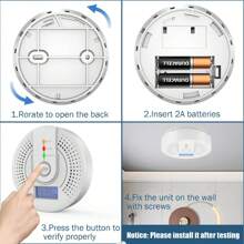 Carbon Monoxide Detector, Carbon Monoxide Detector, Carbon Monoxide Detector With Digital Display And 75 DB Loud Alarm, Battery Powered - White - View 5