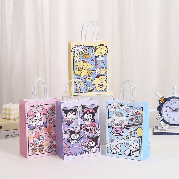 Sanrio Sanrio Hello Kitty, Melody, Cinnamoroll Party Gift Bag / Cartoon Print Kraft Paper Bag (Some Parts May Be Random), Suitable For Various Gift Packaging Tote Bags