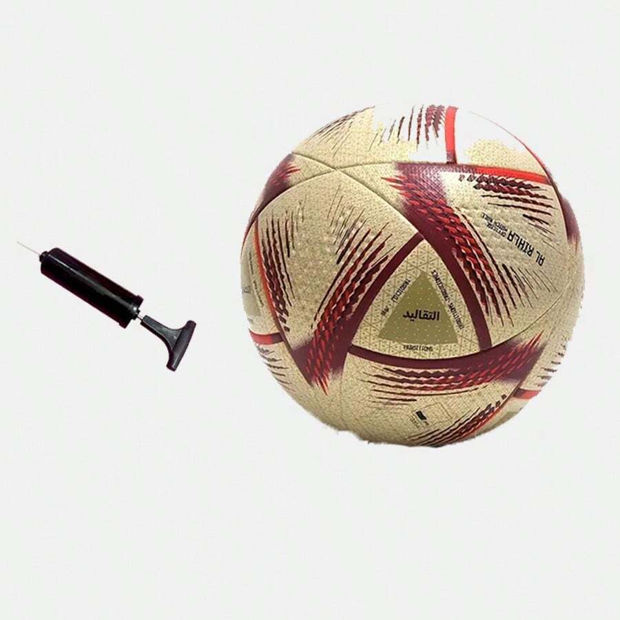 1pc No. 5 Leather Seamless Soccer Ball, Durable For Training And Match, With Air Pump & Needle