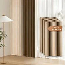Herrselsam 2x paneles acústicos de madera 120x60cm paneles de pared hechos de chapa de madera y fieltro, paneles de madera de roble, paneles de pared de madera para decoración de paredes interiores de estudio y hogar - cobertura de área grande