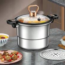Casserole composite en acier inoxydable 304 renforcée, casserole à soupe, autocuiseur micro-ondes, marmite à double oreille pour la maison, convient aux cuisinières à gaz et aux plaques à induction, autocuiseur grande capacité