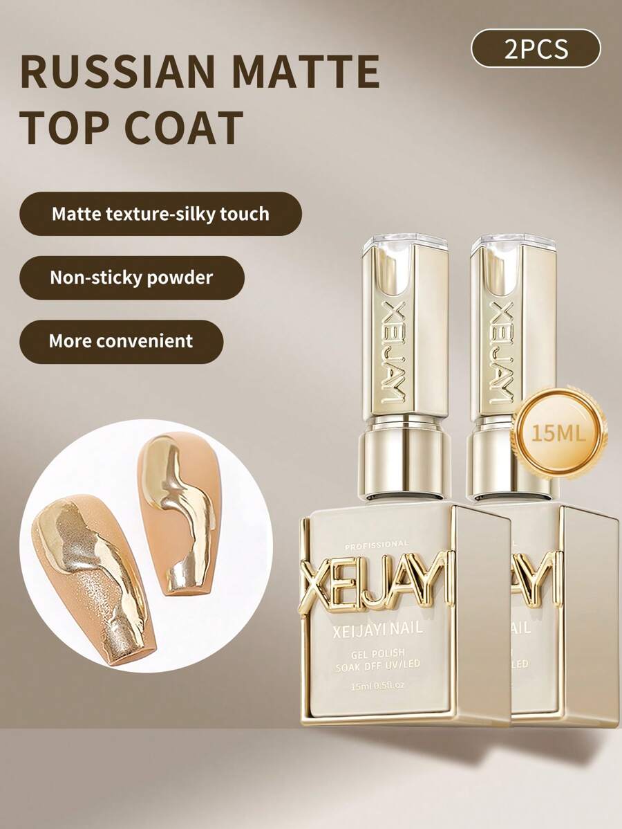 XEIJAYI 15ml Rubbian Matte Tap Coat For Nails,Long Lasting Clear Rubber Coat LED UV Strengthen Nails High Gloss Top Finish Gel Nail Polish - 無色 - 查看 1