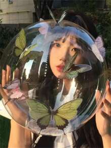 5/10/15 个/套彩色 3D 蝴蝶透明 Bobo 气球，带玫瑰花瓣，适用于生日派对、婚礼、新娘送礼会、周年纪念、情人节、装饰、户外拍摄等 - 彩色立體蝴蝶bobo氣球 - 查看 7