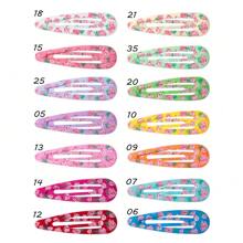 10/20/50/100个随机混色印花彩色BB发夹，可爱少女发夹，清新刘海夹，适合日常使用 - 彩色 - 查看 5