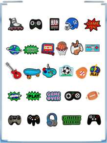 27 件游戏系列 DIY 鞋饰钥匙链凉鞋沙滩包，PVC 木屐鞋饰优质流行装饰配件圣诞节、生日、派对的绝佳礼物