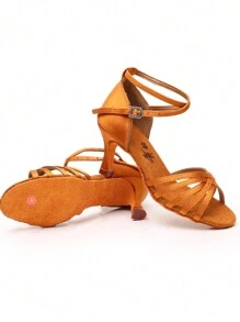 1 Pair Women's 7cm High Heel Latin Dance Shoes, Soft Bottom Dancing Shoes For Adults, Professional Latin Dance Shoes For Parties And Festivals
