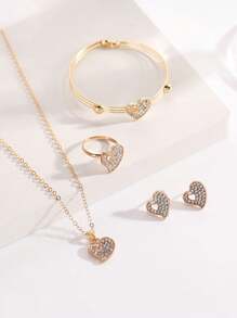 新款优雅个性化蝴蝶首饰套装，创意心形项链戒指手链配饰套装