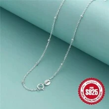 1pc 925 Sterling Silver Simple Chain Necklace, A Fashionable Jewelry Gift For Girls.