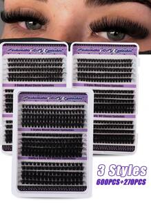 CMAYOME 270/600/640 Pcs Mixed D Curling Eyelash Number Extension Kit Contains 10D+20D+30D+40D/50D +60D+80D+100D DIY Eyelash Extension Artificial Mink Eyelash - Premium D Curling Natural Curling Personal Eyelash Bundle DIY Eyelash Extension - Reusable, Lightweight, Easy To Apply, Reusable, A Non-Irritating Gift For A Loved One Lash Clusters, Eyelash Clusters, Individual Eyelashes, Lashes, Fake Lashes