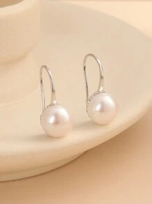 1 par de pendientes de plata de ley 925 con perlas de agua dulce natural, regalo para el Día de la Madre, San Valentín, cumpleaños, boda, compromiso, novia