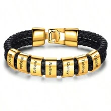 Personalized Fathers Bracelet Family Custom Names Engraved Men Braided Leather Bracelets For Men Dad Gifts For Him Husband,Silver,Black,Stylish,Colorful,Vintage,Simple,Unisex,Casual,Cuties,Custom,Personalized,Unique,Ideal Gifts For Him,Ideal Gifts For Her,Her,Boyfriend,Girlfriend,Dad,Mom,Family,Friends,For Anniversaries,For Birthdays,For Graduation,For Prom,For Party,Jewelry,Jewelry,School Supplies,Back To School,For Office,For School,For Classroom,For Teacher Gifts,For University,For Colleague,For Dorm Rooms,For Teacher,For Boys And Girls,For Teenagers,Junior High School Students,Middle School Students,High School Senior High School Students,College Students,University Students,Freshman,Sophomore,Underclassmen - Multicolor - View 24