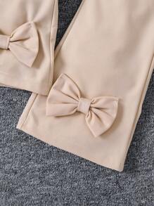 2pcs Girls' Casual Floral Decor Princess Style Sweatshirt And Pants Set, Fashion Spring Outfit - Apricot - View 6