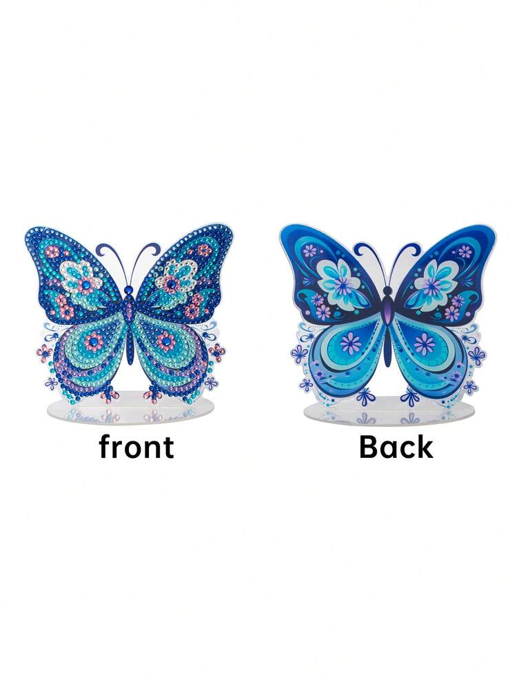 2 Pcs DIY Diamond Painting Ornaments,Diamond Painting Kit Colorful Butterfly Pet Dog, Crystal Glitter Diamond Painting Butterfly Pets, Holiday Party Desktop Decoration Supplies, Handmade Craft Art Decoration, Holiday Decoration Gifts! - 彩色 - 查看 5
