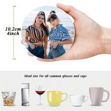Individuell gestaltbarer Keramik-Untersetzer, Fotos und Text auf Getränkeuntersetzer druckbar, mit weicher Kork-Rückseite, rutschfeste runde/quadratische Untersetzer, perfekt für Kaffeetisch, Esszimmertisch Dekoration, Einweihungsgeschenk und Erinnerungen für Zuhause