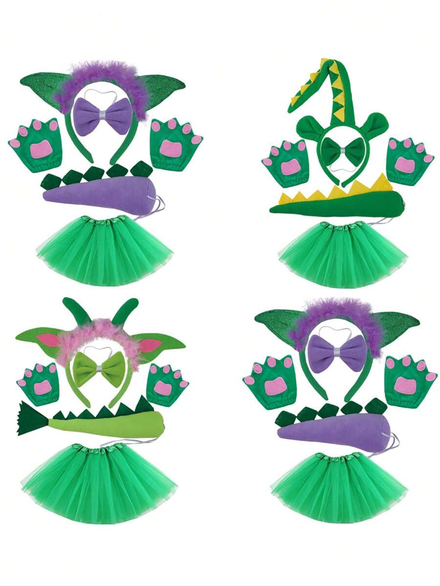 3pcs Animal Dinosaur Headband Cartoon Cute Plush Hair Accessories Funny Set Prom - Multicolor - View 1