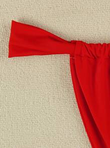 新款春夏性感优雅纯红色无肩带女士比基尼泳衣，适合海滩度假派对约会。 - 紅色 - 查看 4