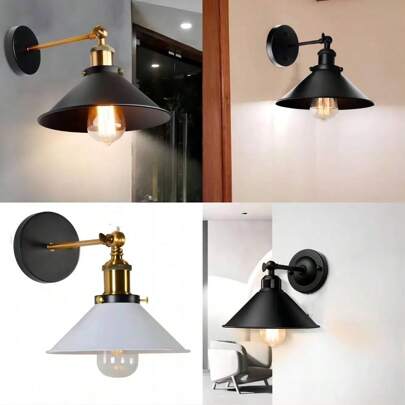 1pc Retro Industrial Style Wall Lamp With Swing Arm, Creative Bedroom Dining Room Wall Sconce For Corridor Coffee Shop B&B, American Personalized Light Fixture